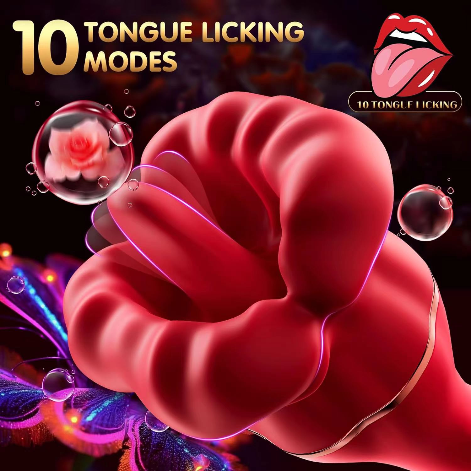 Orgasmofsoul Flame Red Lips Tongue Licking Vibration Wand - Orgasm of Soul